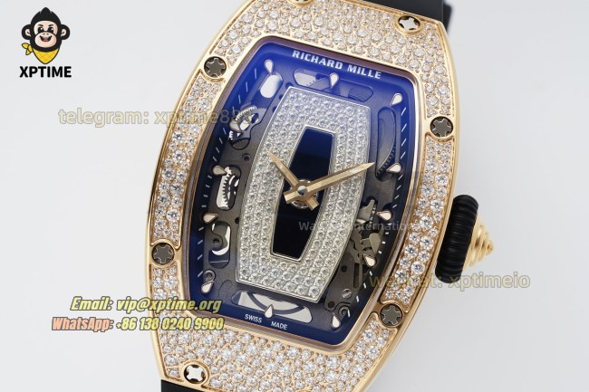 RM07-01 Ladies 31.5mm ZF RG Black/Full Damond Sketelon on RG/RU Strap CRMA2 RM07-01 Ladies 31.5mm ZF RG Black/Full Damond Sketelon on RG/RU Strap CRMA2