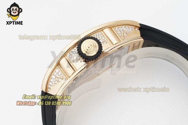RM07-01 Ladies 31.5mm ZF RG Black/Full Damond Sketelon on RG/RU Strap CRMA2 RM07-01 Ladies 31.5mm ZF RG Black/Full Damond Sketelon on RG/RU Strap CRMA2