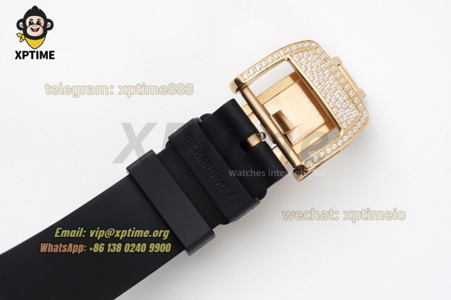 RM07-01 Ladies 31.5mm ZF RG Black/Full Damond Sketelon on RG/RU Strap CRMA2 RM07-01 Ladies 31.5mm ZF RG Black/Full Damond Sketelon on RG/RU Strap CRMA2
