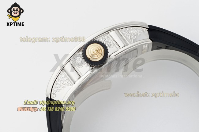 RM07-01 Ladies 31.5mm ZF RG Black/Full Damond Sketelon on SS/RU Strap CRMA2 RM07-01 Ladies 31.5mm ZF RG Black/Full Damond Sketelon on SS/RU Strap CRMA2