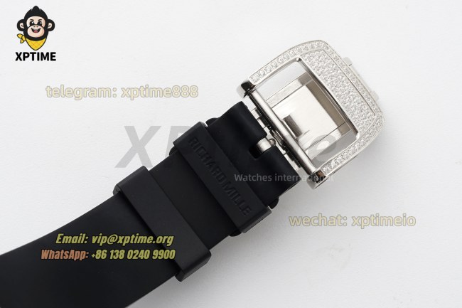 RM07-01 Ladies 31.5mm ZF RG Black/Full Damond Sketelon on SS/RU Strap CRMA2 RM07-01 Ladies 31.5mm ZF RG Black/Full Damond Sketelon on SS/RU Strap CRMA2