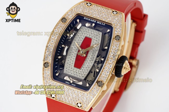 RM07-01 Ladies 31.5mm ZF RG Red/Full Damond Sketelon on RG/RU Strap CRMA2 RM07-01 Ladies 31.5mm ZF RG Red/Full Damond Sketelon on RG/RU Strap CRMA2