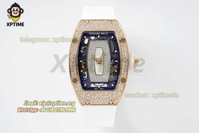 RM07-01 Ladies 31.5mm ZF RG White/Full Damond Sketelon on RG/RU Strap CRMA2 RM07-01 Ladies 31.5mm ZF RG White/Full Damond Sketelon on RG/RU Strap CRMA2