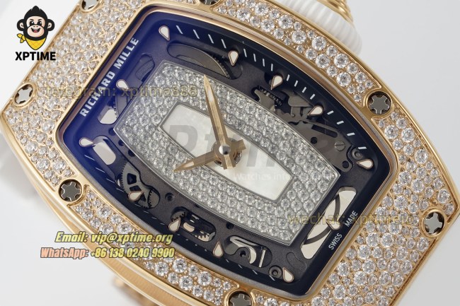 RM07-01 Ladies 31.5mm ZF RG White/Full Damond Sketelon on RG/RU Strap CRMA2 RM07-01 Ladies 31.5mm ZF RG White/Full Damond Sketelon on RG/RU Strap CRMA2