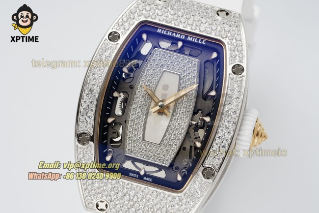 RM07-01 Ladies 31.5mm ZF RG White/Full Damond Sketelon on SS/RU Strap CRMA2 RM07-01 Ladies 31.5mm ZF RG White/Full Damond Sketelon on SS/RU Strap CRMA2