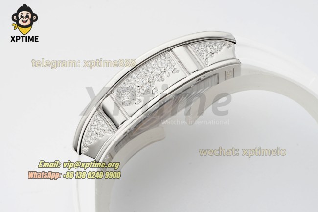 RM07-01 Ladies 31.5mm ZF RG White/Full Damond Sketelon on SS/RU Strap CRMA2 RM07-01 Ladies 31.5mm ZF RG White/Full Damond Sketelon on SS/RU Strap CRMA2