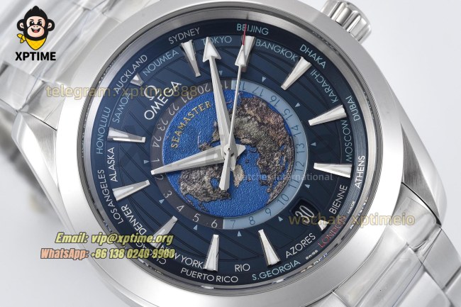 Aqua Terral 150M Worldtimer 43mm VSF Dark Blue/Stick on SS/SS Bracelet A8938 Super Clone Aqua Terral 150M Worldtimer 43mm VSF Dark Blue/Stick on SS/SS Bracelet A8938 Super Clone
